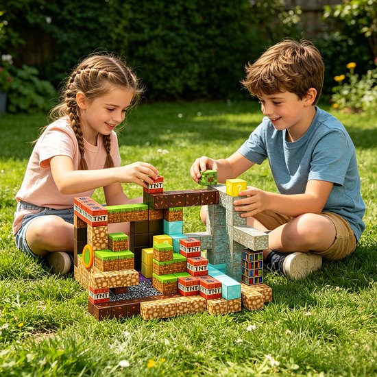 Magnetisch bouwblokkenspeelgoed – 220 stuks - inclusief 2 minifiguren - Magnetische bouwblokken – Bouwblokkenspeelgoed - Magnetische kubussen – Magnetisch bouwspeelgoed – Montessorispeelgoed – Kinderspeelgoed – Educatief speelgoed