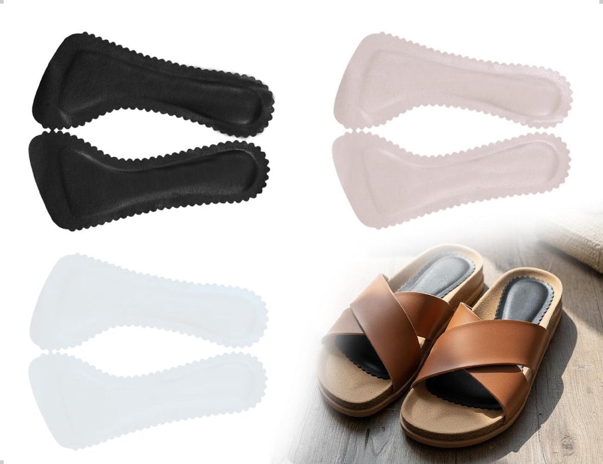 3 paar inlegzolen voor dames, antislip, zacht en ademend, zelfklevende pads voor uniseks hoge hakken (zwart, wit en huidskleur)