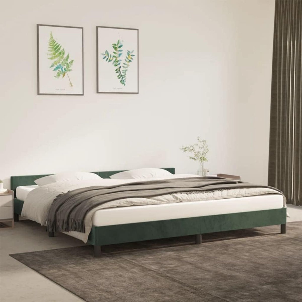Familiebed, palletbed met hoofdeinde, donkergroen, 200x200 cm, fluweel