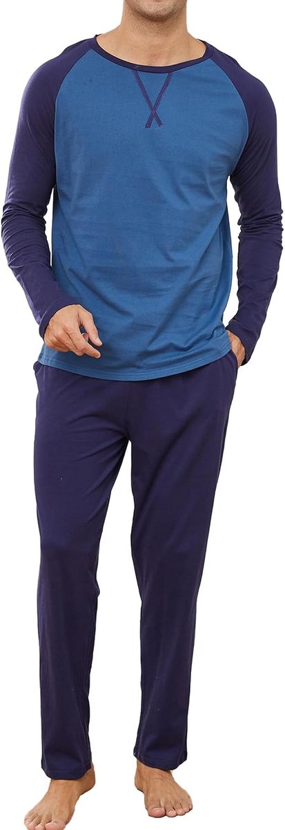 Pyjama Lang Kotoen, Winter Katoenen Tweedelige Pyjama Set Top & Bottom met Zakken en Zachte Riem Nachtkleding Pjs Sleepwear