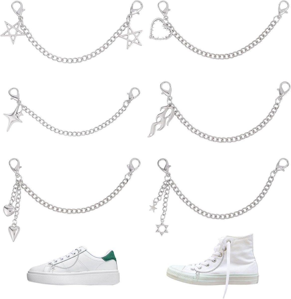 Metalen laarskettingen voor vrouwen, doe-het-zelf gothic, sieraden voor sneakers en laarzen