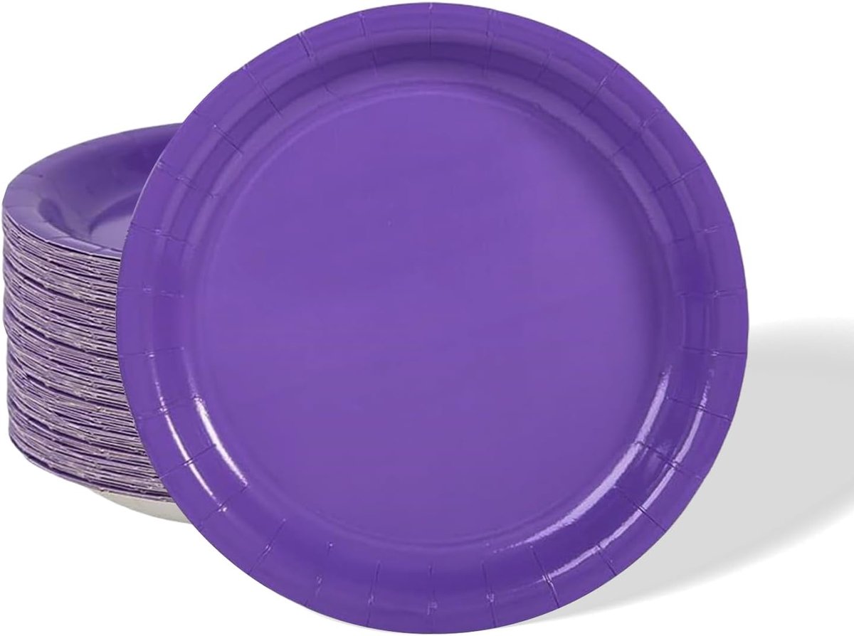 16 stuks donkerpaarse papieren borden, 7 inch wegwerpservies feestborden, effen kleur, papieren borden, ronde dinerborden voor verjaardag, bruiloft, picknick, barbecue, bar, restaurant en