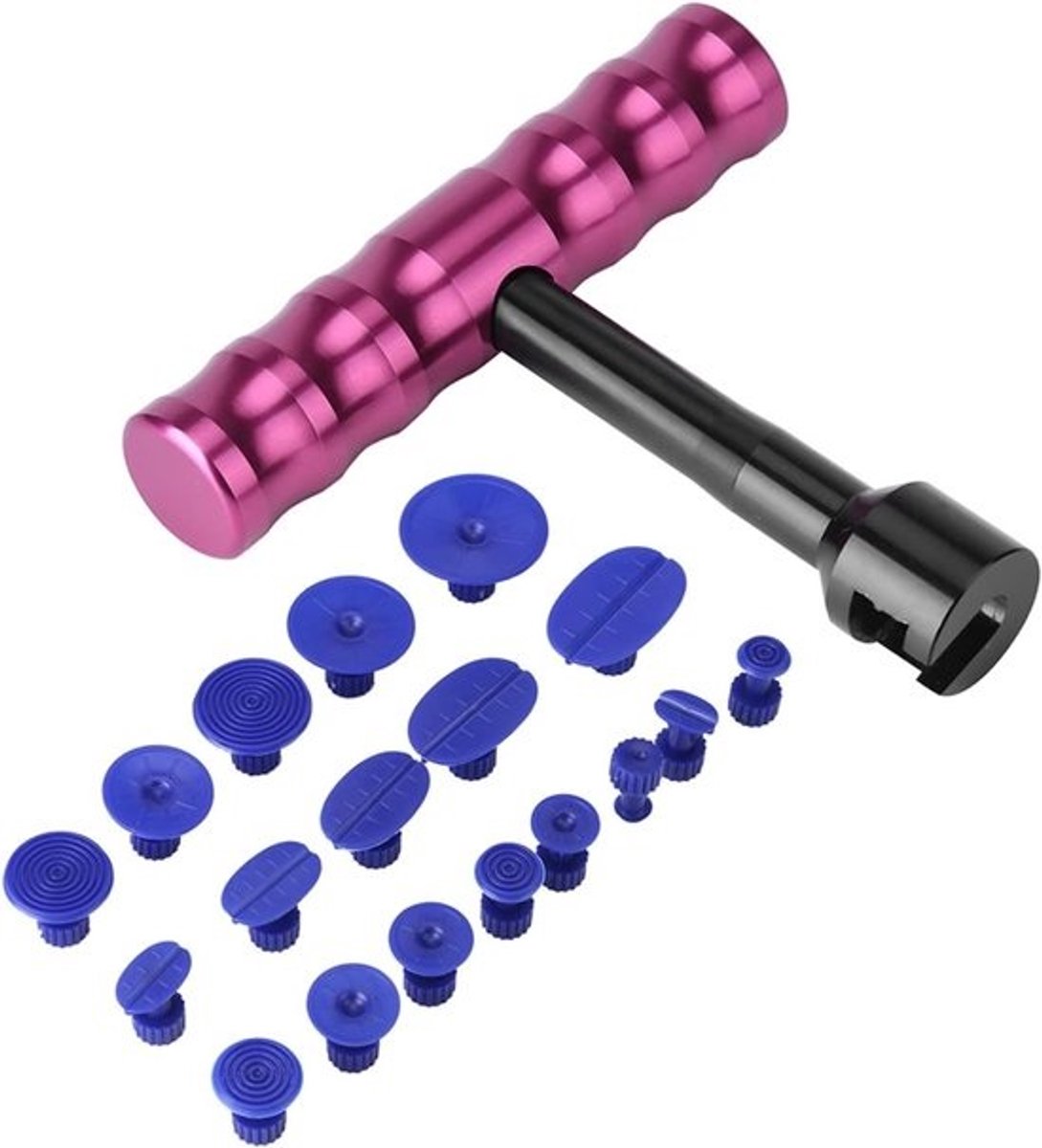 Deukreparatieset voor auto - T-bar - 18 treklipjes - Verveloze uitdeukreparatielift - Gereedschap