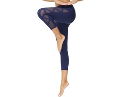Romansong Dameslegging van mesh met zak, niet-doorzichtige capri, hoge taille, buikcontrole, 4-weg stretch