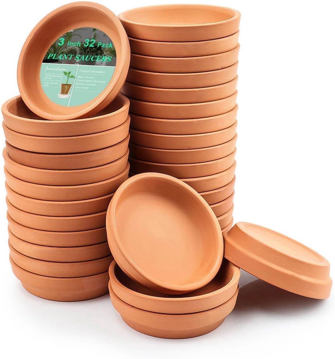 Vensovo 7.6 cm Terracotta Plantenschotel Potten Bakje - 32 stuks Mini Plantenschotels voor Binnen & Buiten Planten, Kleine Kleibakjes Perfect voor 2.5 cm 6.35 cm Bloempot