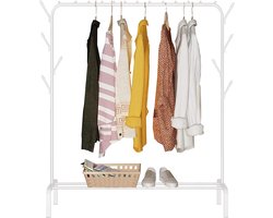 Edihome, Kledingrek, clothes rack, coat rack, 118X148X39 cm, resistent, metaal, met schoensteun, om kleding, hangers, overhemden, broeken, dunne jassen op te hangen (Wit)