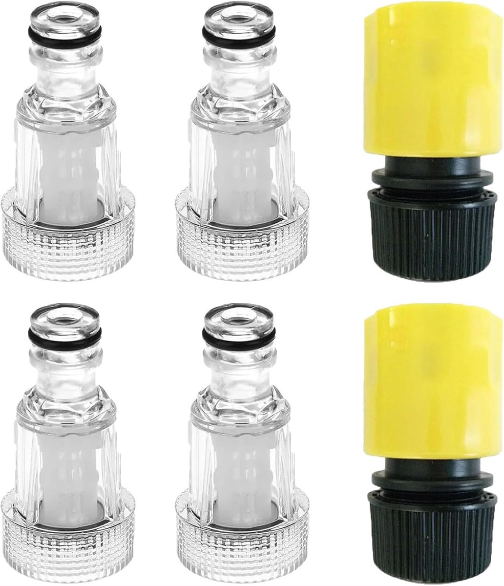 4pcs Garden Hose Water Filter 3/4 Inch Water Pre-Filter Set, Water Hose Filter with 2 Quick Adapters for Pressure - ShopVlot