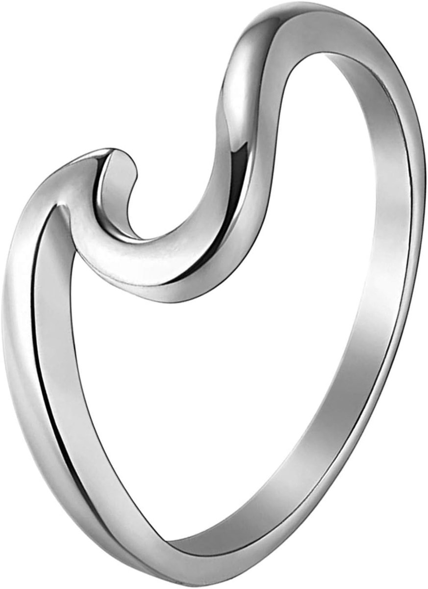 Damesring voor vrouwen, ring, BFF midi-ringen, blogger, kel, stapelringen, zilver, goud, roségoud met golfdesign, 52 mm, Zilver