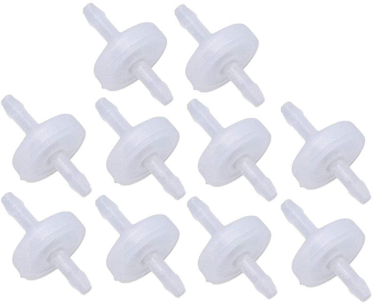 10 stuks Barb terugslagklep kunststof PP terugslagklep wegwerp waterstopventiel van kunststof ozonbestendig membraan (3 mm doorschijnend)