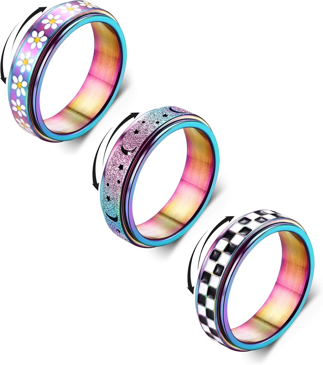 Ring fidget spinner ring roestvrij staal ringen set voor dames heren