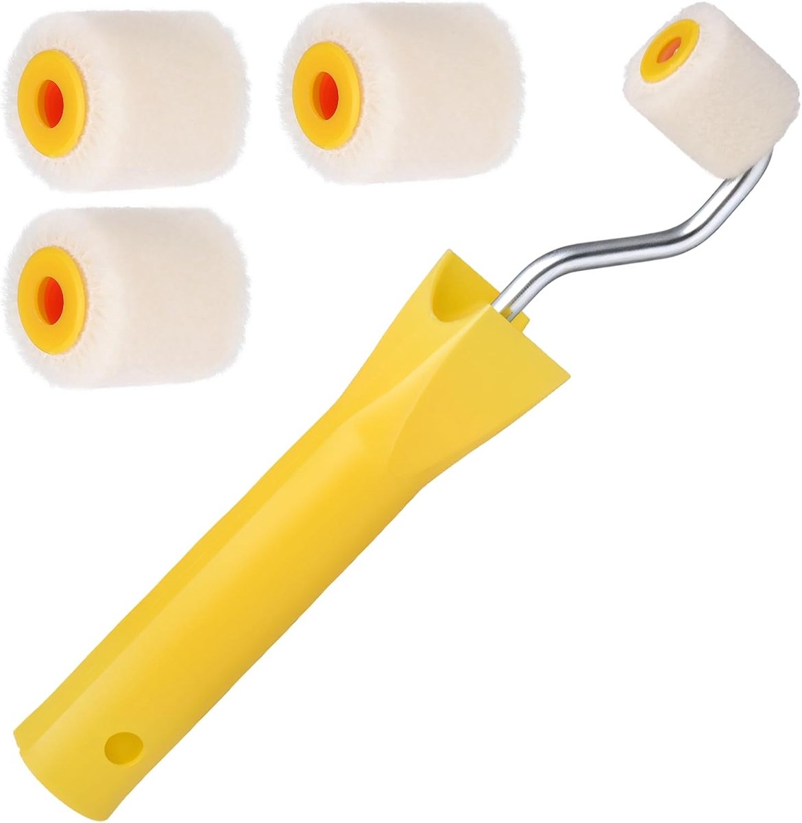 4/5 inch Mini Verfrollen voor Aanraking Bijwerken Rand of Hoek Kleine Roller Verfkwast Kleine Hoek Schilderij Professionele Wol Borstels voor Schilderen (1 Kwast + 4 Rollen)