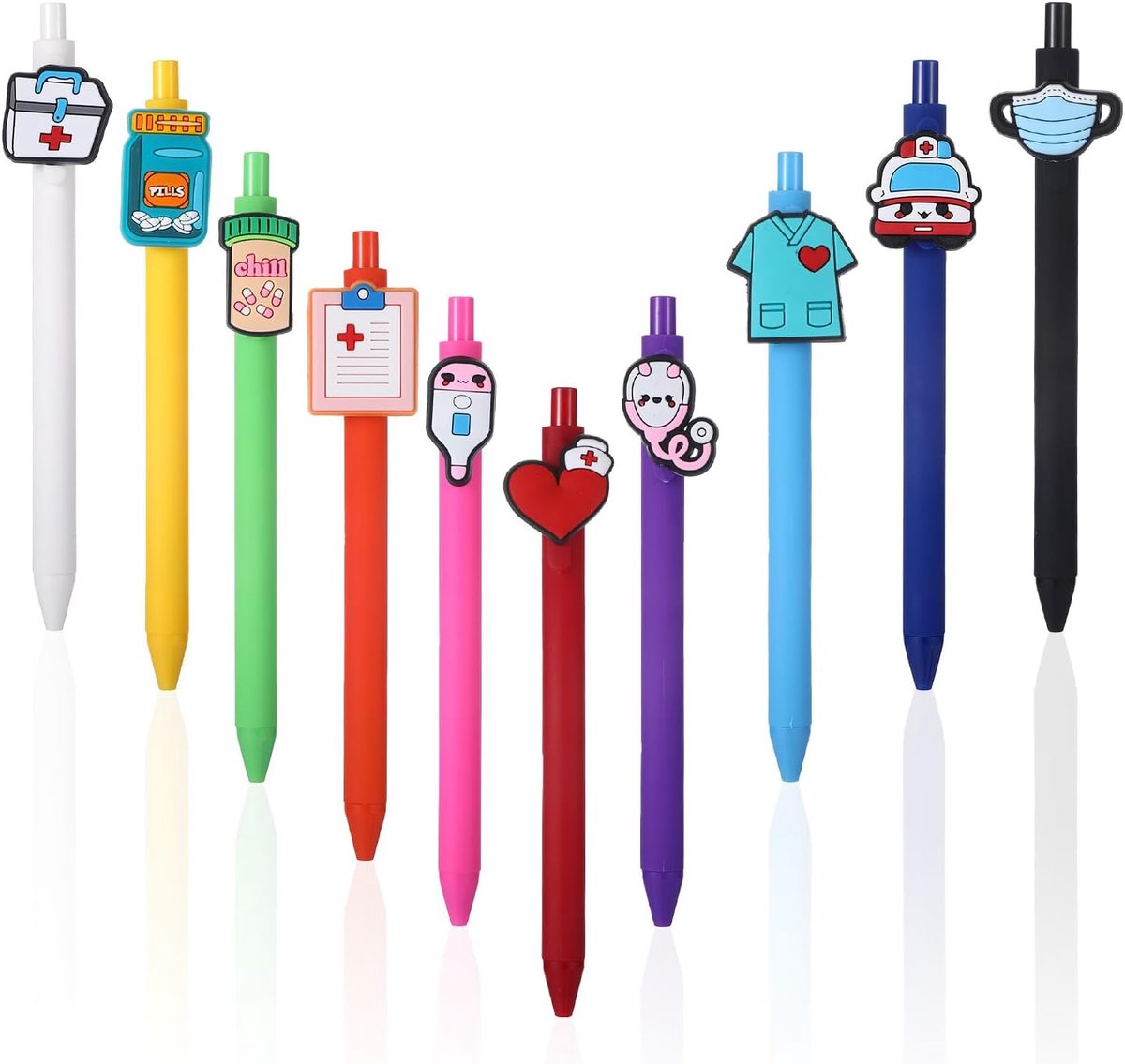 10 stuks verpleegsteraccessoires, pennen, verpleegstergeschenken met 0,5 mm fijne punt en zwarte inkt, intrekbare balpen voor verpleegsters, artsen, medische assistenten