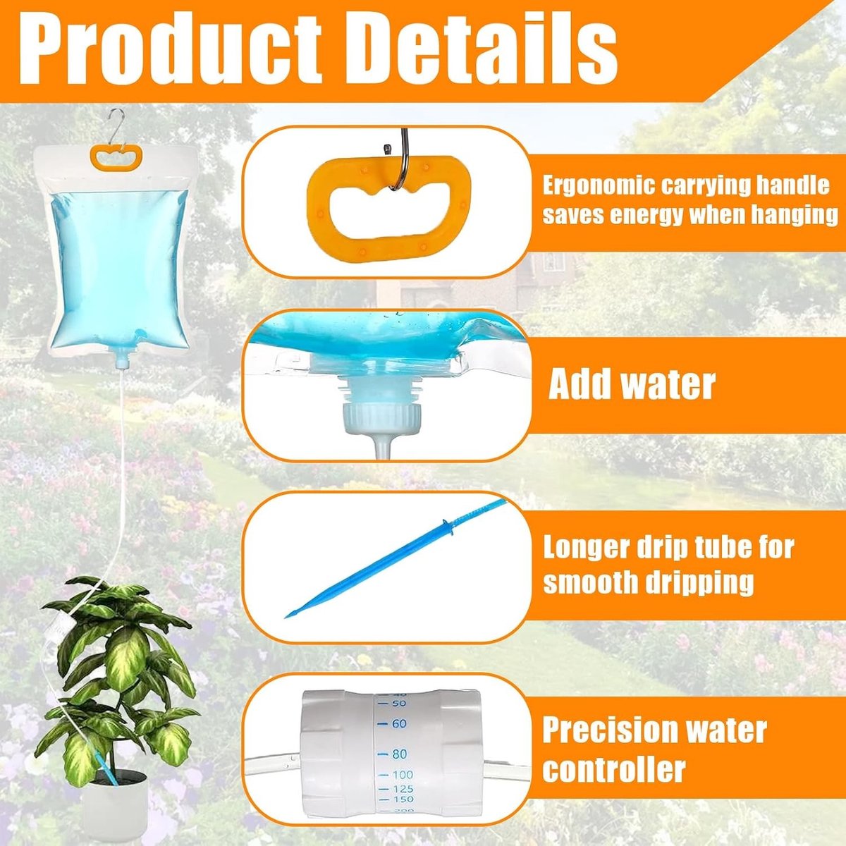 Set van 5 Automatische Irrigatiezakken 3.5L met Verstelbare Schakelaar voor Drip Irrigatie, Ideaal voor Planten in Tuin, Balkon en Binnenruimte