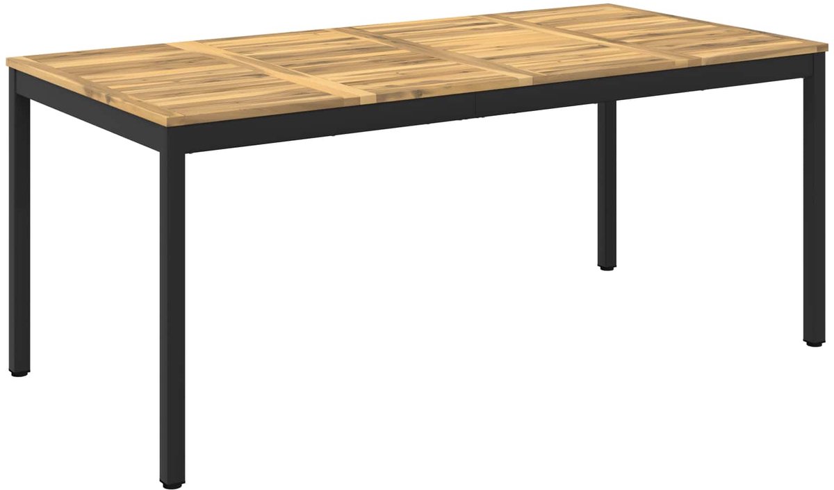 vidaXL Tuin - Eettafel - NAARDEN - Whitewash - en - zwart - 147 - x - 88,5 - x - 75 - cm Whitewash en zwart