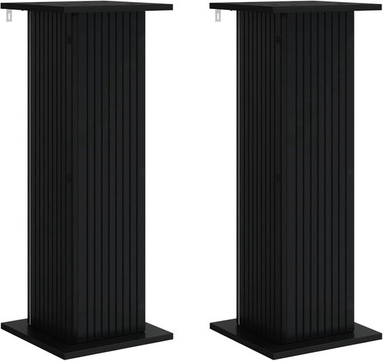 2 stuks, zwart, 30,5 x 30 x 80,5 cm, van houtmateriaal, moderne bloempotstandaard, hoog, voor binnen, vochtbestendige plantentafel voor vetplanten — afbeelding 2