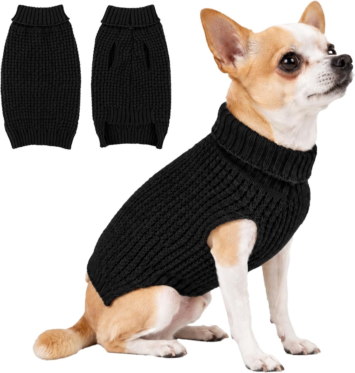 Gebreide Trui voor Kleine Hond of Kat, Warme Coltrui Huisdier Trui Zachte Rekbare Pullover Puppykleding Mouwloos Winter Kittens Vest