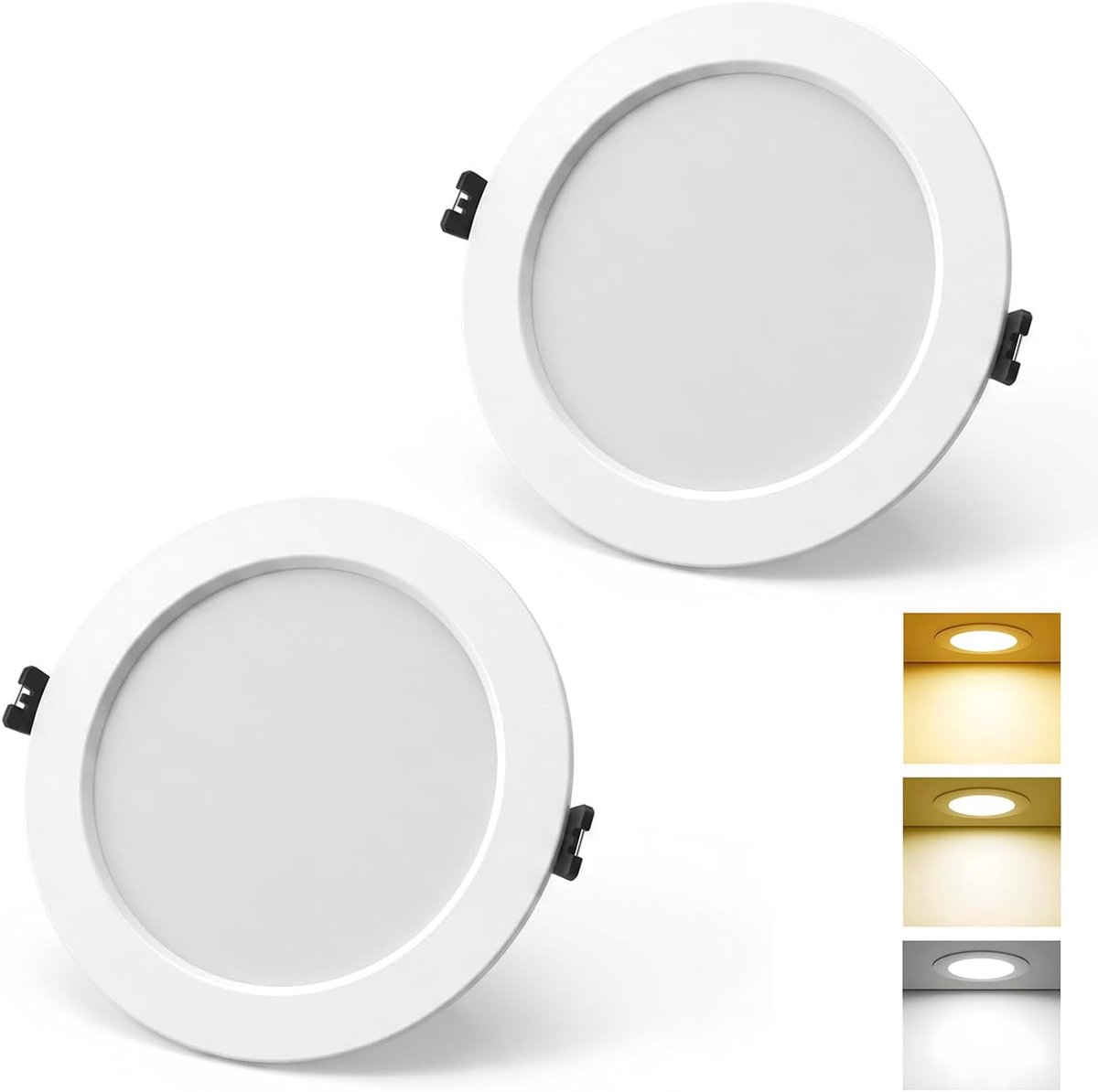 2 LED-inbouwspots 230V plat, 16W spots LED Warm wit 3000K Neutraal wit 4000K Koud wit 6000K met geheugenfunctie, gatdiameter Ø130-140mm alu plafondspots voor badkamer, keuken en woonkamer