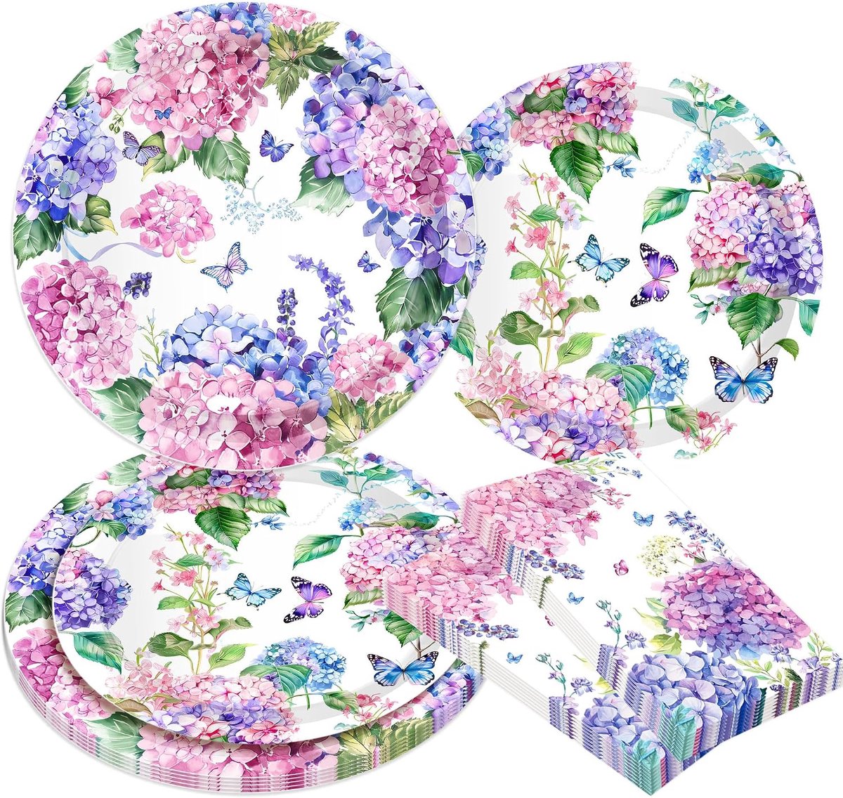 Lila partydecoratie lavendel papieren borden servetten bloemen