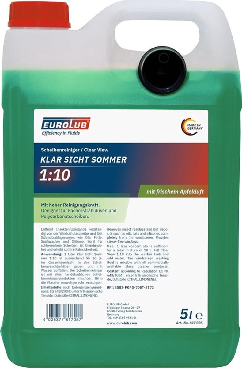 Kristalhelder ruitenreinigerconcentraat 5L - Verwijdert insecten en vuil