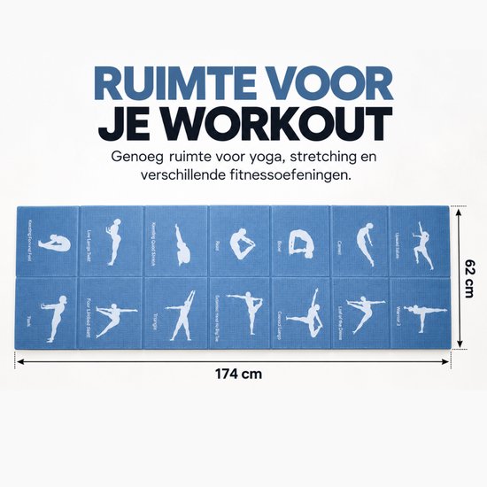 Yogamat - Yogamat Antislip - Fitness mat - Trainingsmat - Mat incl sport oefeningen - Blauw van Yogamat — afbeelding 2