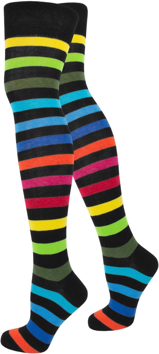 Overknee-laarzen in regenboogkleuren