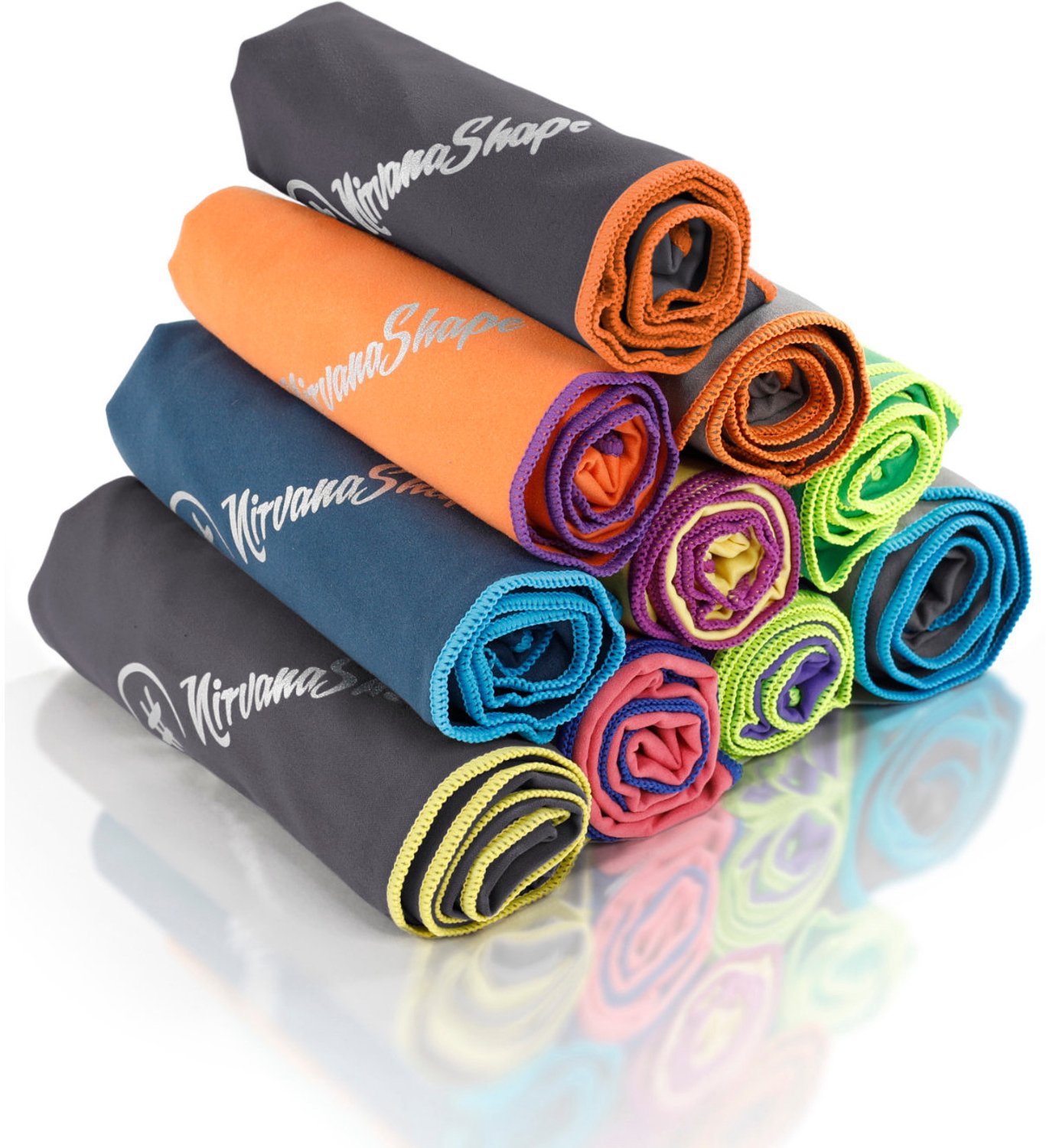 NirvanaShape - microvezel handdoek - microvezel reishanddoek - sneldrogend, ultralicht en zijdezacht - tot 8 keer meer absorberend - 60 x 40 cm - Grijs / Oranje Rand
