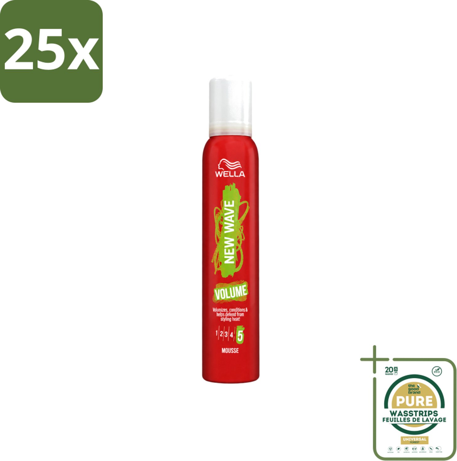 25 x Wella – New Wave Boost – Volumemousse – 200 ml - Wasstrips - Haarmousse - Volumemousse - Haarlift - Haarfixatie - UV Bescherming