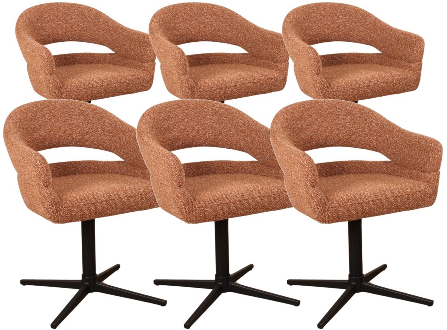 DS4U - - Mila armstoel met terugdraaifunctie - Set van 6 - Roestbruin - Stof