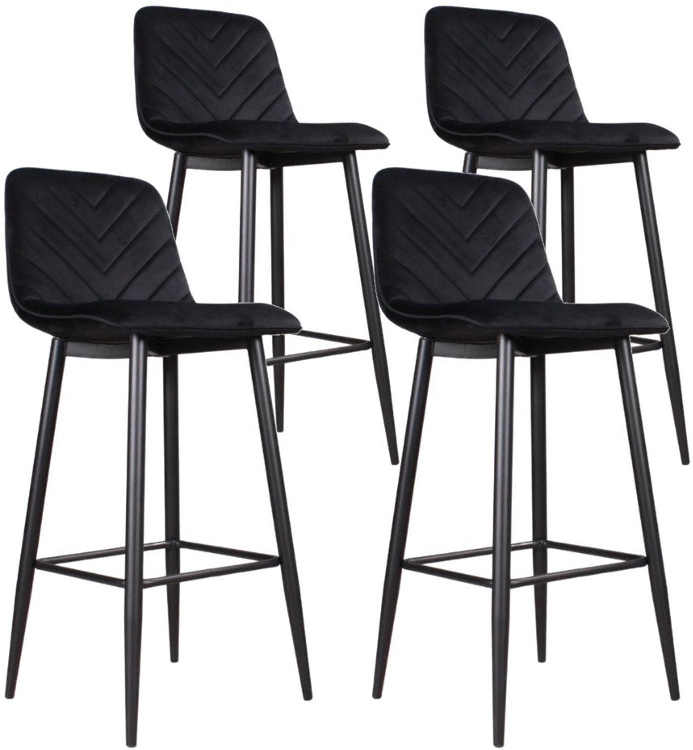 DS4U Gaby barkruk 75 cm - Set van 4 - Zwart - Velvet