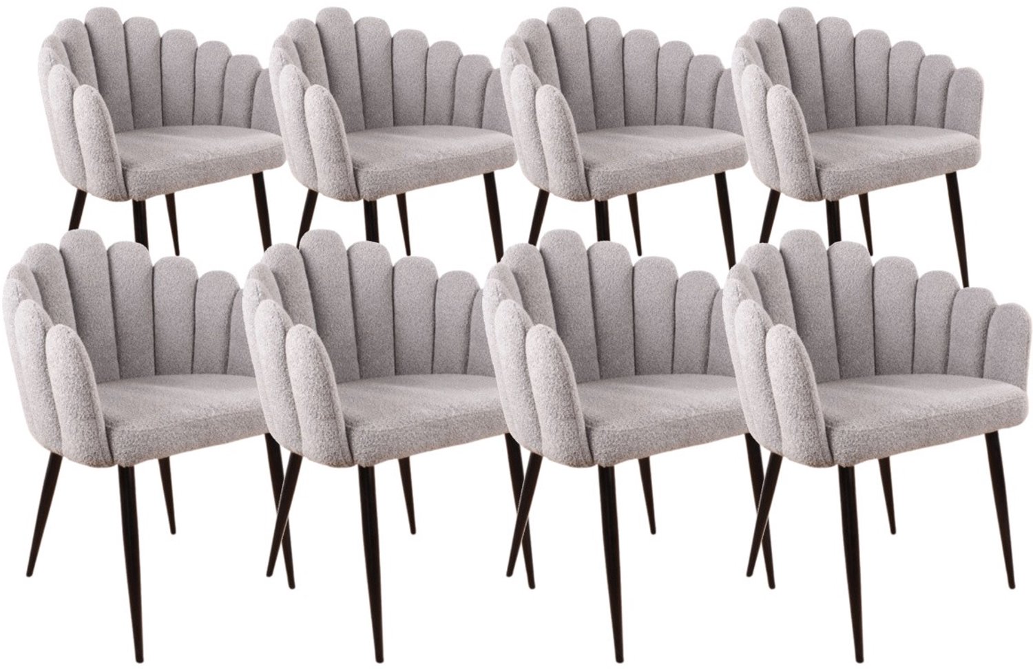 DS4U - - Flower eetkamerstoel - Set van 8 - Grijs - Boucle