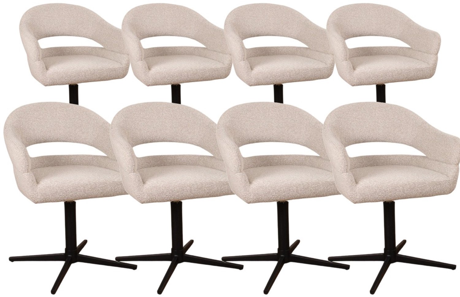 DS4U - - Mila armstoel met terugdraaifunctie - Set van 8 - Champagne - Stof
