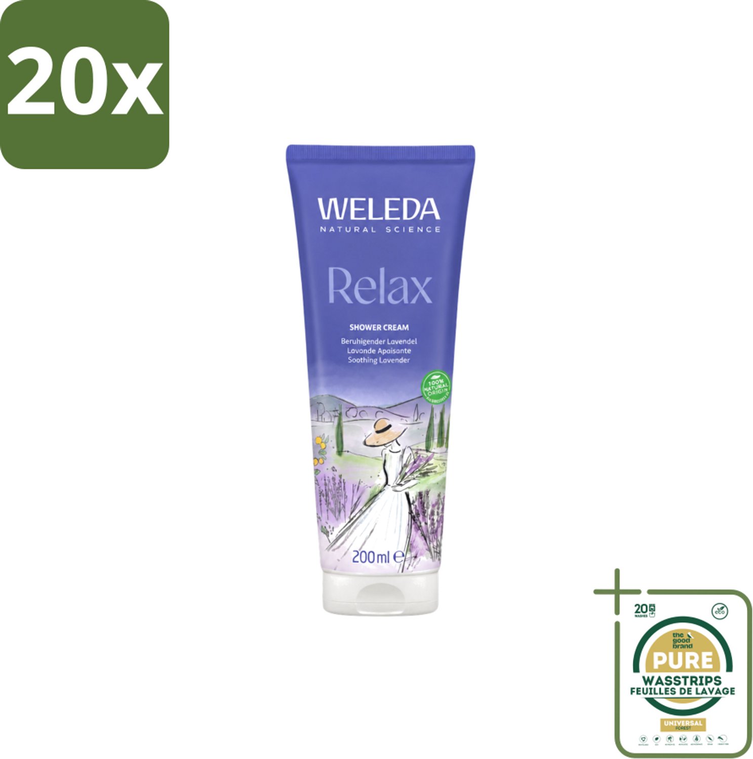20 x WELEDA - Douchecrème Aroma Shower Relax - 200 ml - Wasstrips - Douchecrème - Ontspanning - Natuurlijke Geur - Aromatherapie - Huid Verzorging