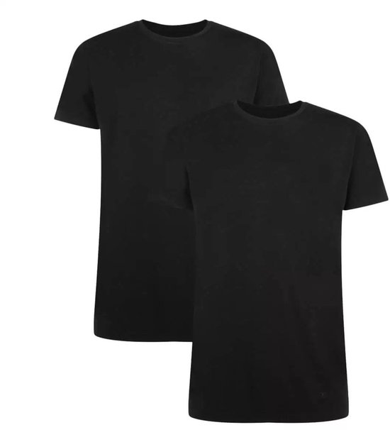 Set van twee zwarte T-shirts met ronde hals en korte mouwen.