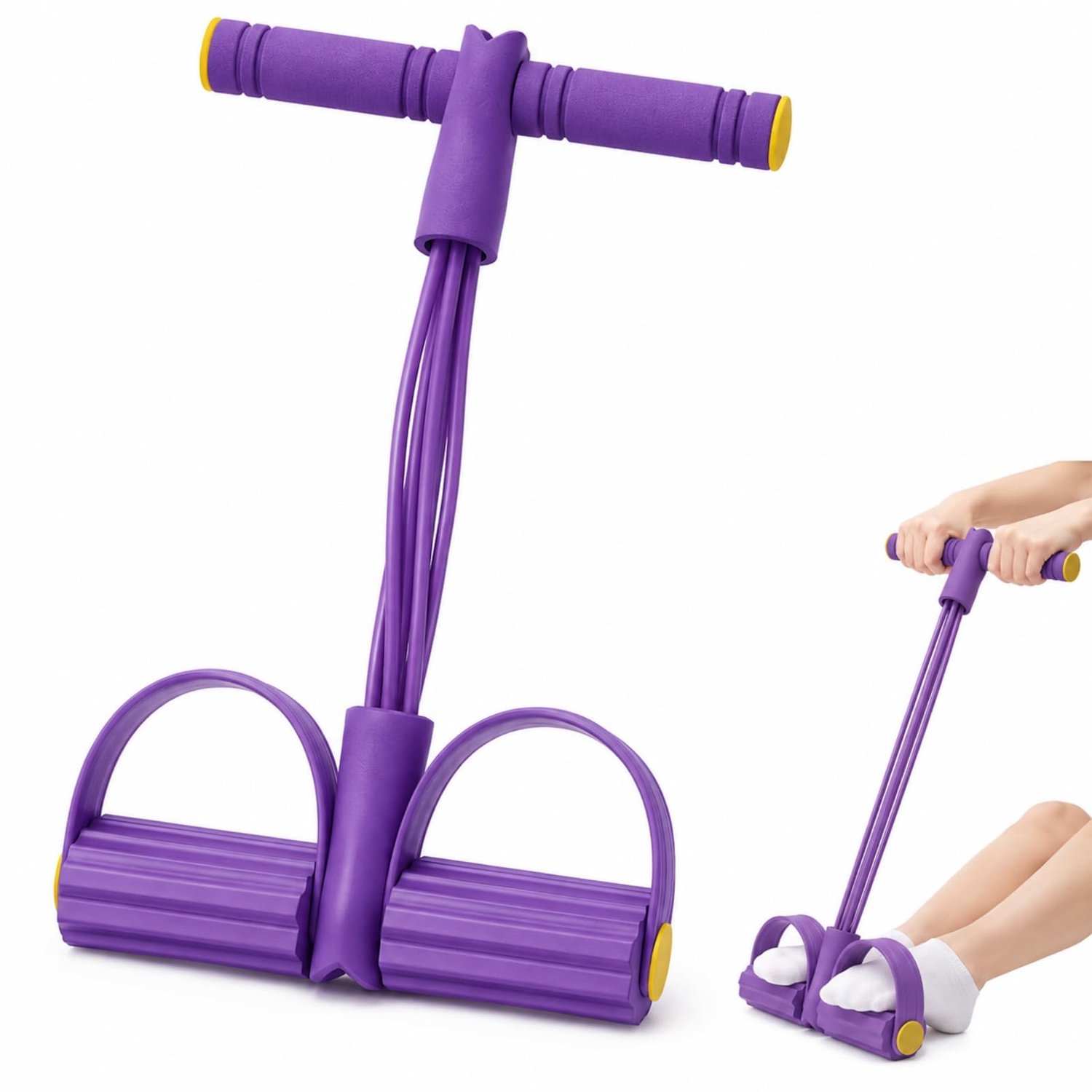 Pedaalweerstandsband met handgrepen - TPE-materiaal - buiktrainer voor full-body-training - m-winkel