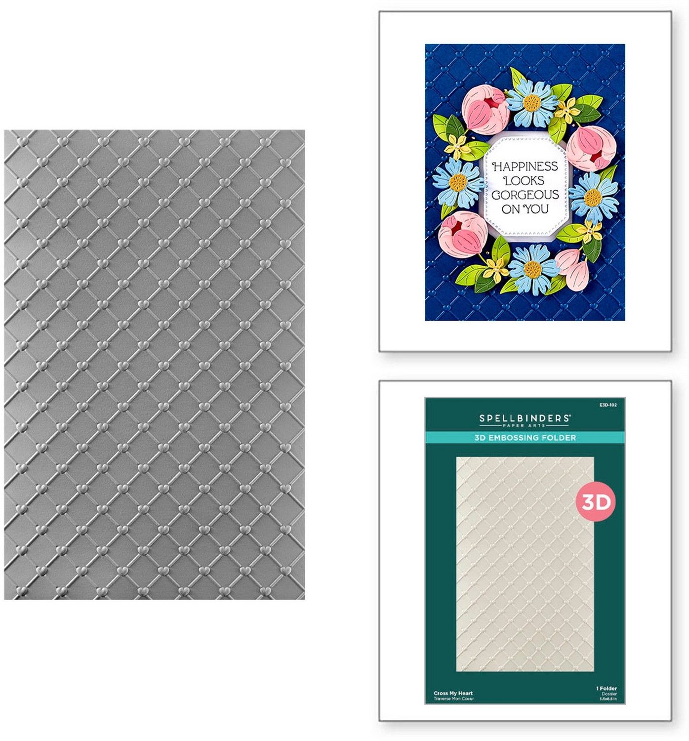 Spellbinders 3D Embossing Folder - Cross My Heart - 14 x 21,6 cm