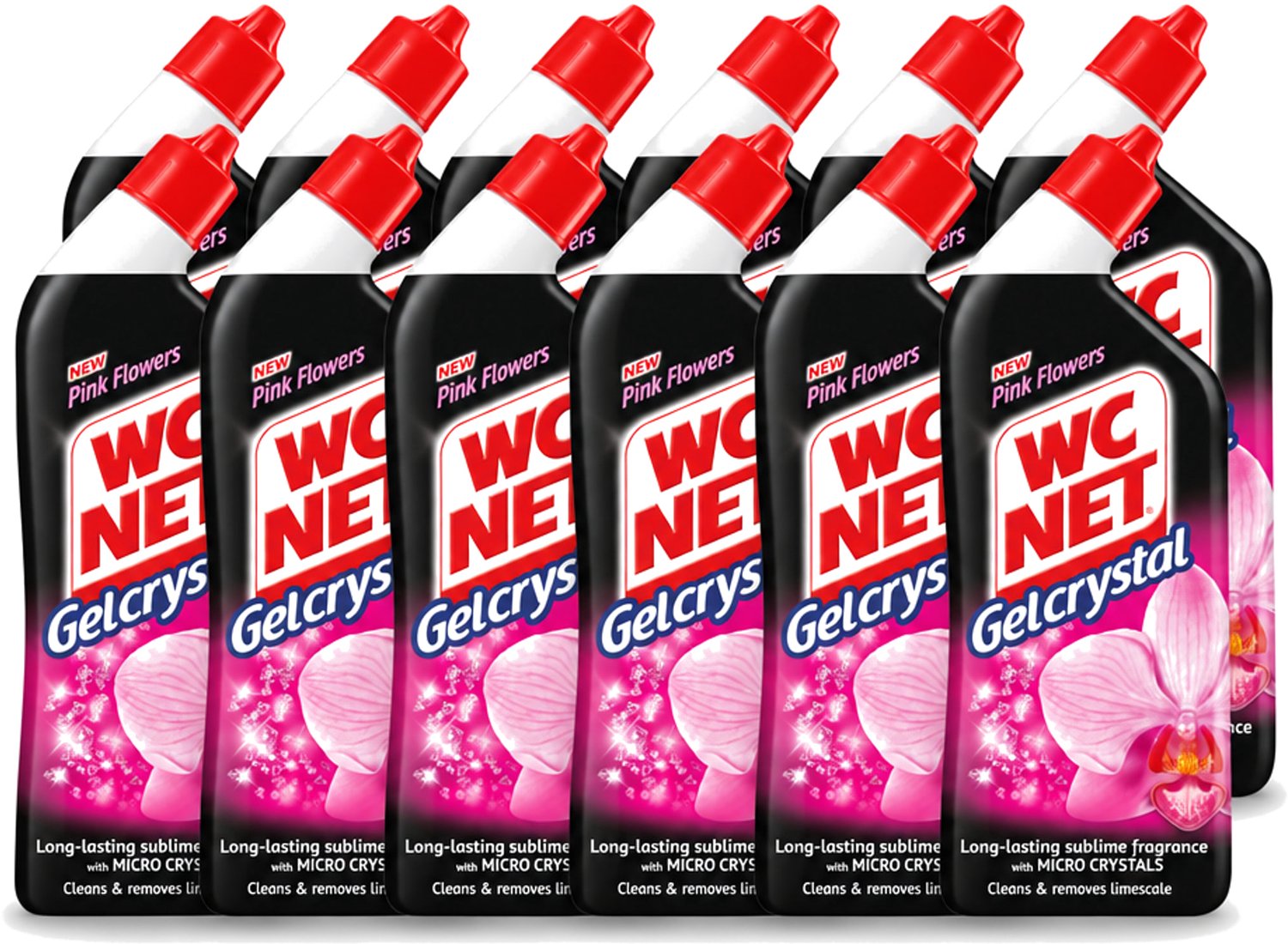 12 x WC Net - Toilet Reiniger - Gel - Frisse Bloemen - 750 ml - Voordeelverpakking - 12 stuks
