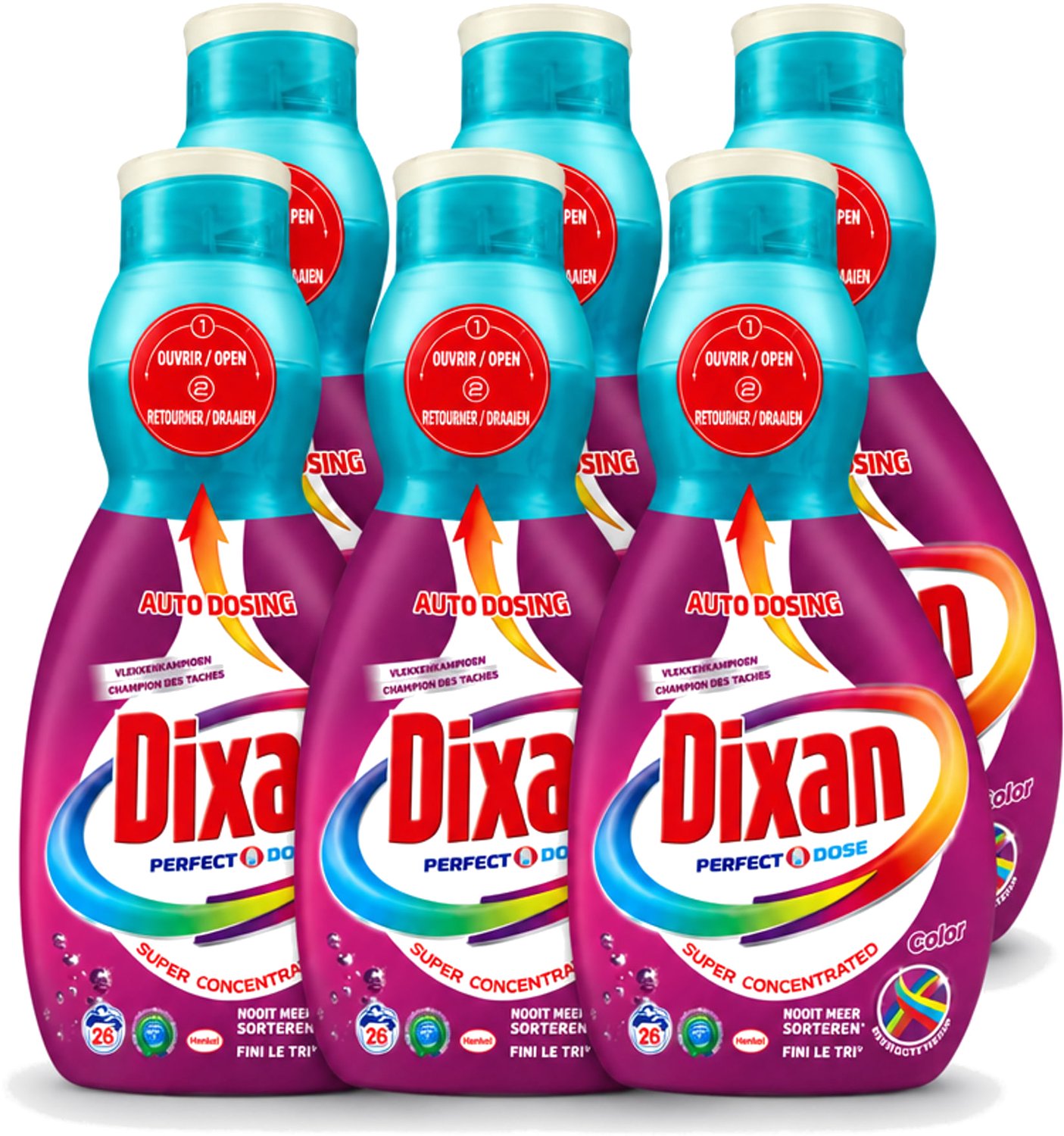 6 x Dixan Perfect Dose - Vlekkenkampioen - Extreme Power - Gekleurde Was - 26 Wasbeurten - Voordeelverpakking - 6 stuks