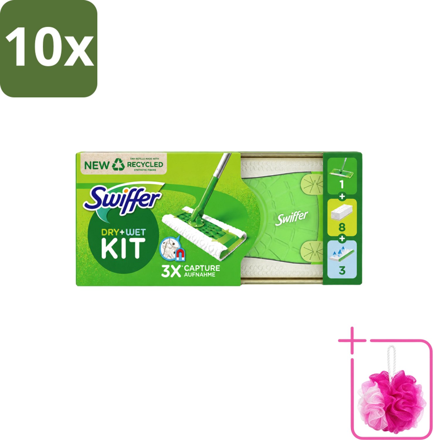 10 x Swiffer – Vloerreiniger – Starterkit – 1 dweil + 8 droge & 3 vochtige doekjes - Bulkverpakking - Vloerreiniger - Douchemop - Schoonmaken