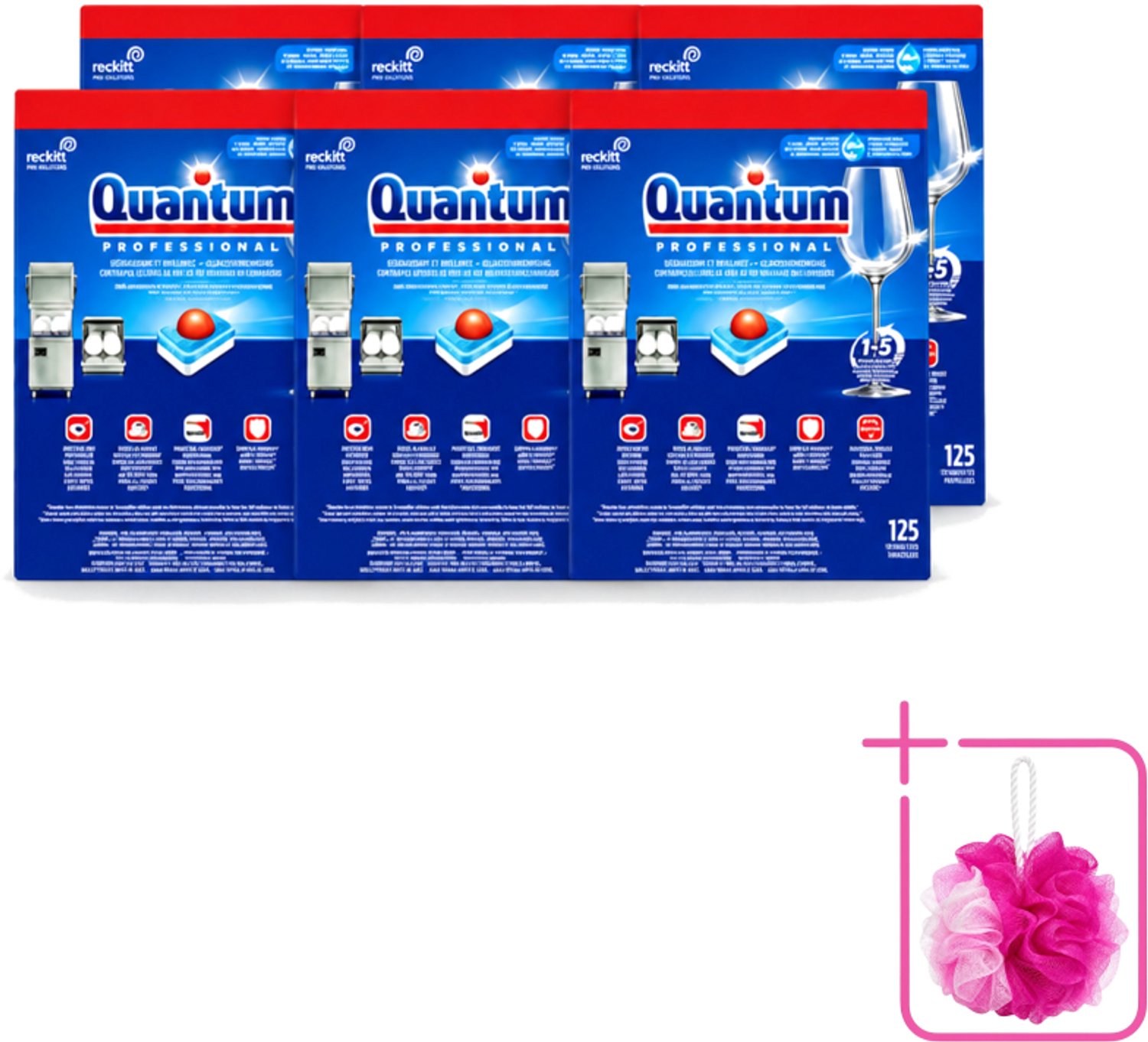 6 x Finish – Vaatwastabletten – Quantum Pro All-in-One – 125 Capsules - Bulkverpakking - Vaatwastabletten - Douchemop - Professionele vaatwasser