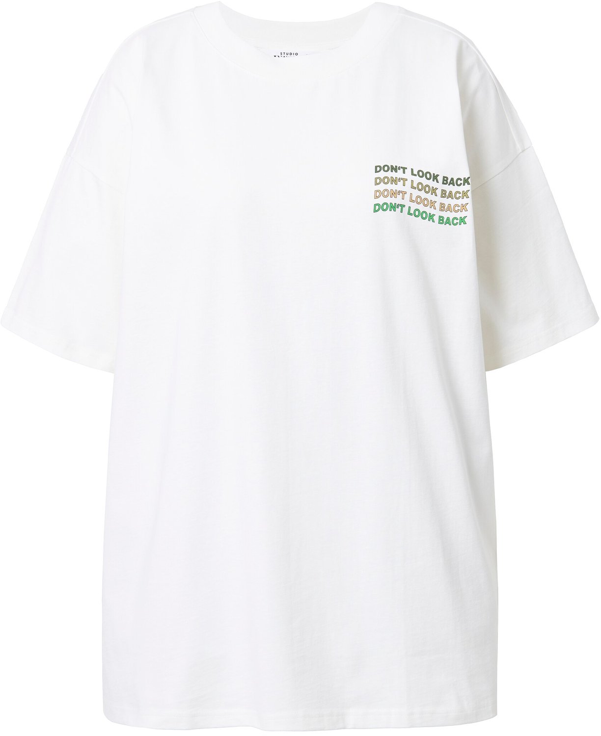 Studio Untold - Dames - T-shirt oversized prints voor en achter - Off-white - Maat 42+