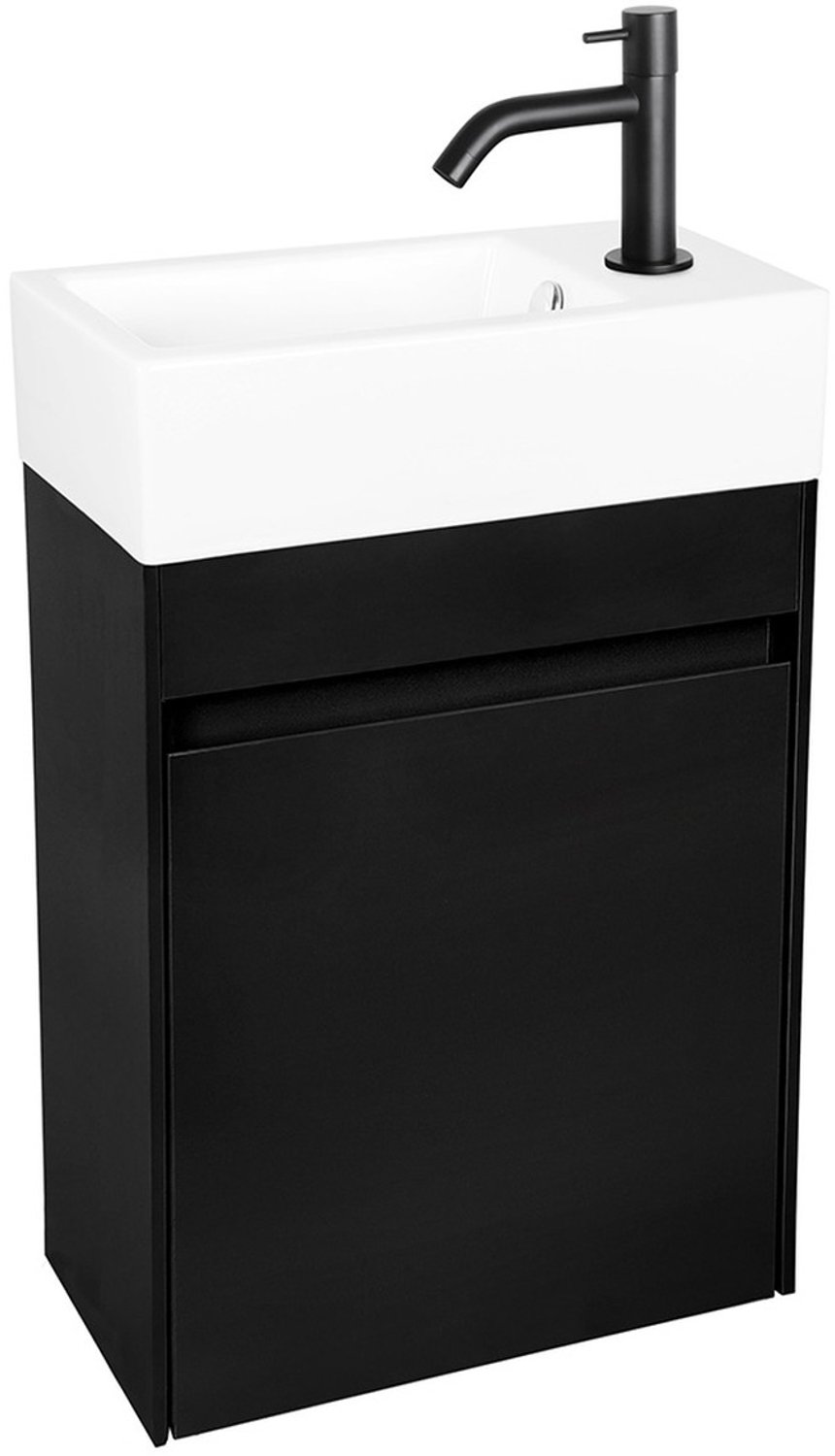 Differnz Hura L Cabinet - Badkamermeubel met Keramieken Wastafel - FSC-keurmerk - Kleur: Black met Accent Black - Sanitair Meubel voor de Badkamer - Stijlvol en Praktisch Ontwerp