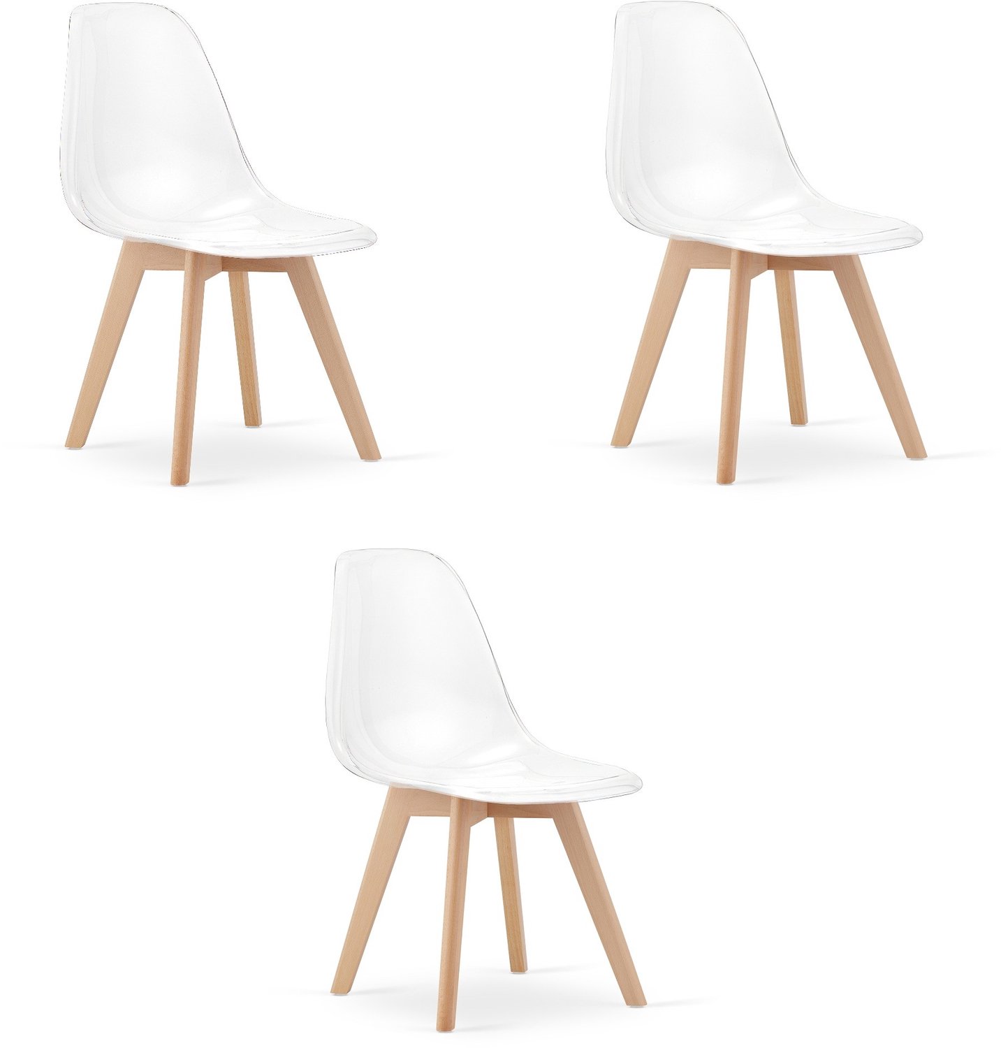 LEOBERT KITO Eetkamerstoelen – Set van 3 – Groen Kunststof – Naturelkleurige Kunststof Poten – Moderne Kuipstoel – Modern Design – Voor Eettafel, Keuken en Eetkamer