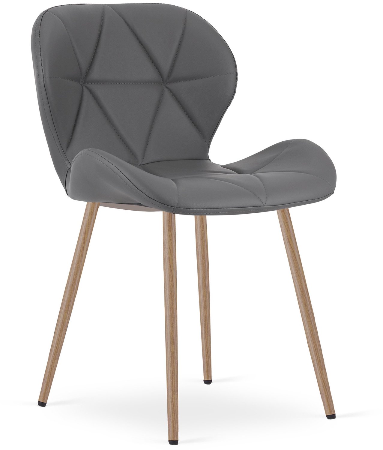 Oskar MANGO Eetkamerstoel – Grijs Kunstleer – Metalen Poten in Eikenlook – Comfortabele Gestoffeerde Zitting – Modern Design – Voor Woonkamer, Keuken en Eetkamer – Max. 110 kg