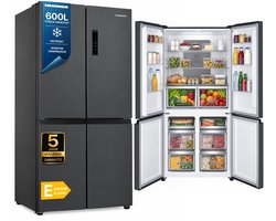 Heinner HSBS-HM600MDNFDXE++ Amerikaanse Multi-Deurs Koelkast – 600 L – Full No Frost – Touch Display – Inox Antraciet – InoxCool Technology – 5 Jaar Garantie