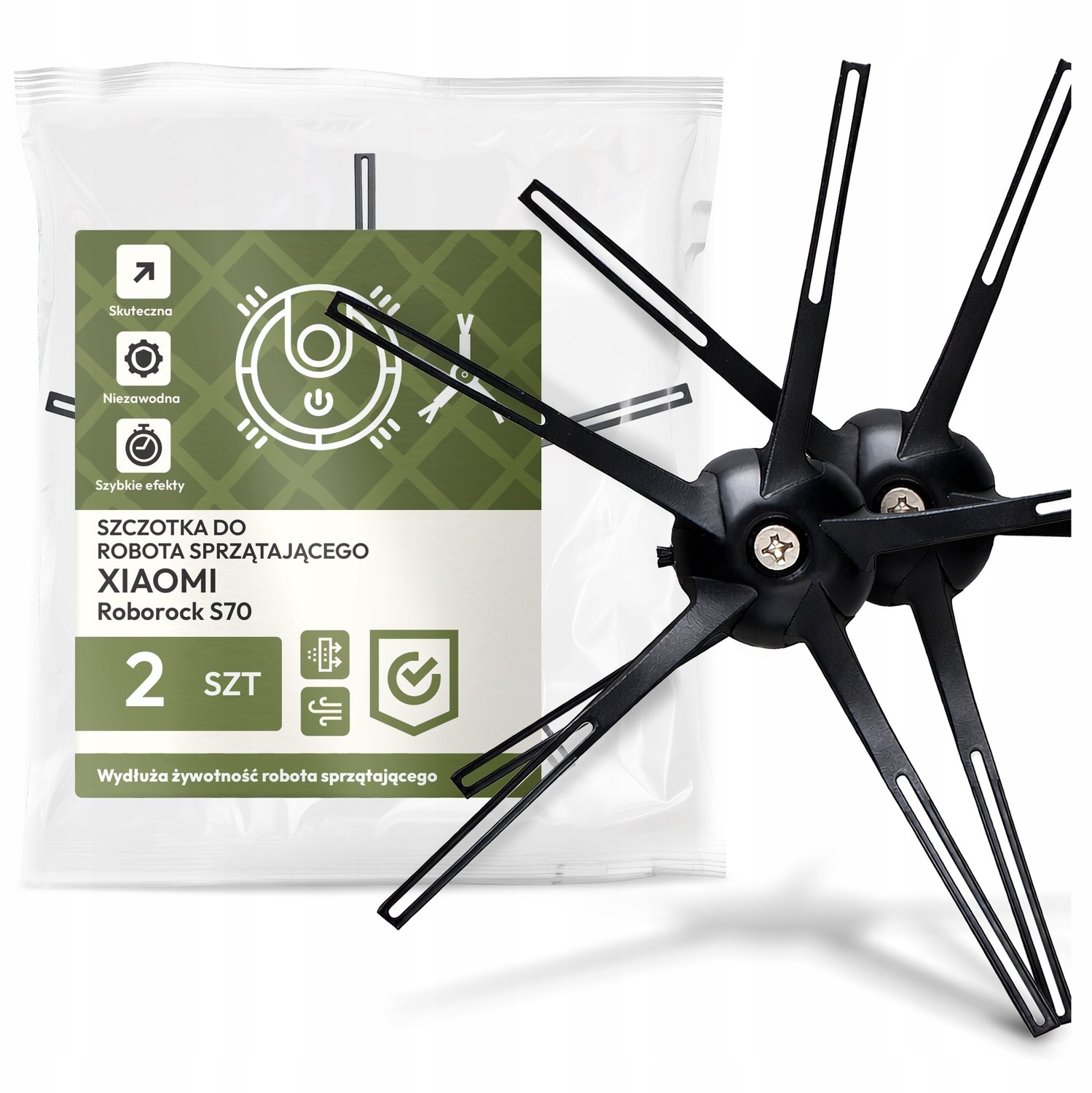 2x Zijborstel voor Xiaomi Roborock S70 Robotstofzuiger
