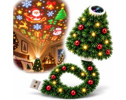 Casalora Projecteur de Lumières de Noël Intérieur Lampe de Table en Forme de Sapin Plug and Play 15x8cm Projecteur de Fêtes Intérieur avec 6 Diapositives pour Fête à la Maison Salon Dortoir Hôtel Camping