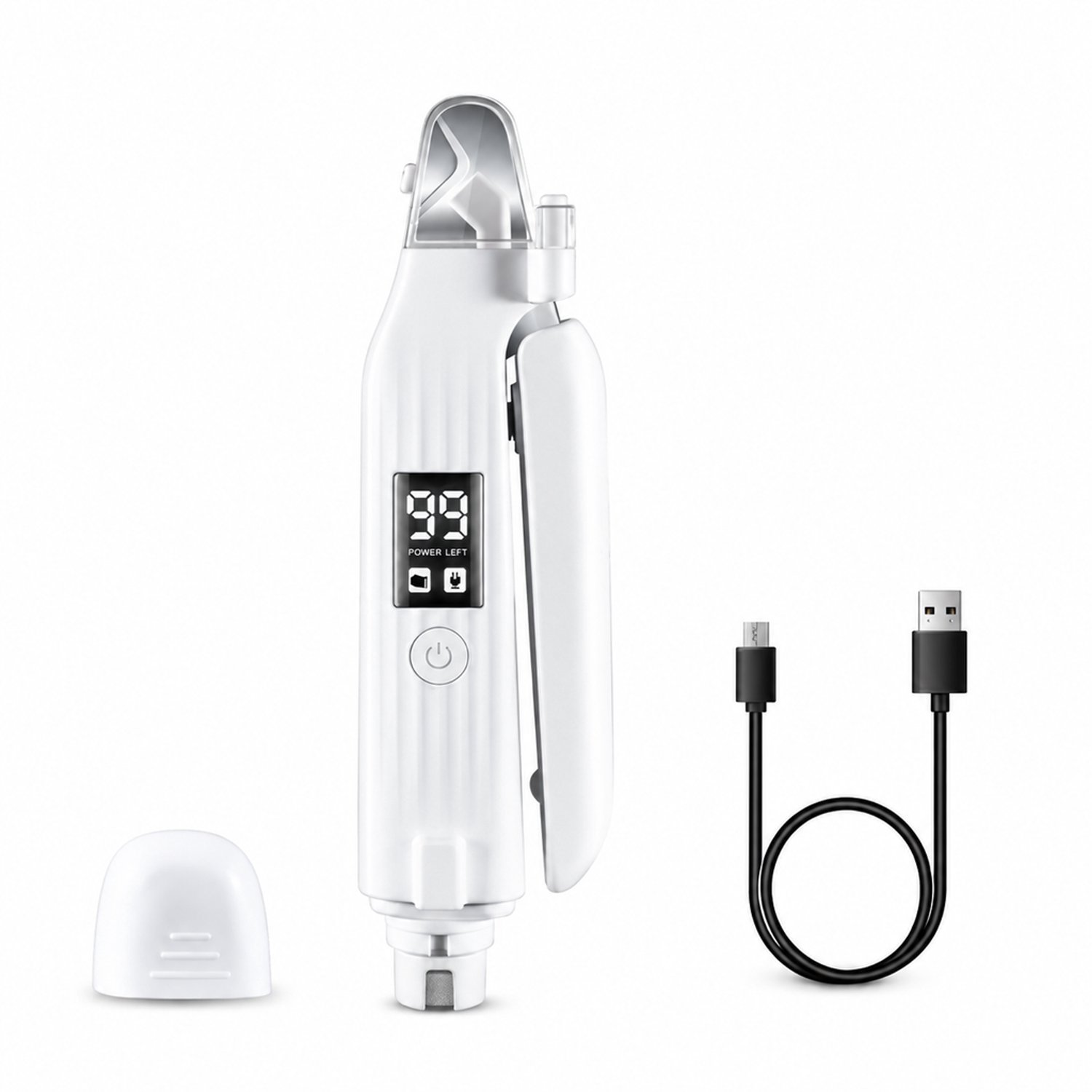 elektrische nageltrimmer - 2-in-1 - voor katten en honden - USB-oplaadbaar - wit