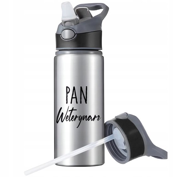 Merkloze Sport Bidon 650ml Aluminium met Rietje en Handvat