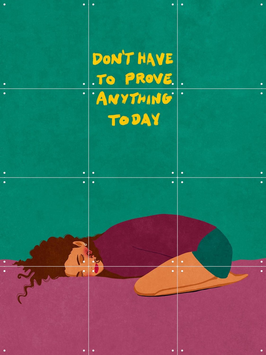 IXXI Nothing To Prove, Raissa Oltmanns - 60 x 80 cm - Grote wanddecoratie en posters - Typografie, Illustraties, Digitale Kunst, Slaapkamer, Gang Paars / Groen