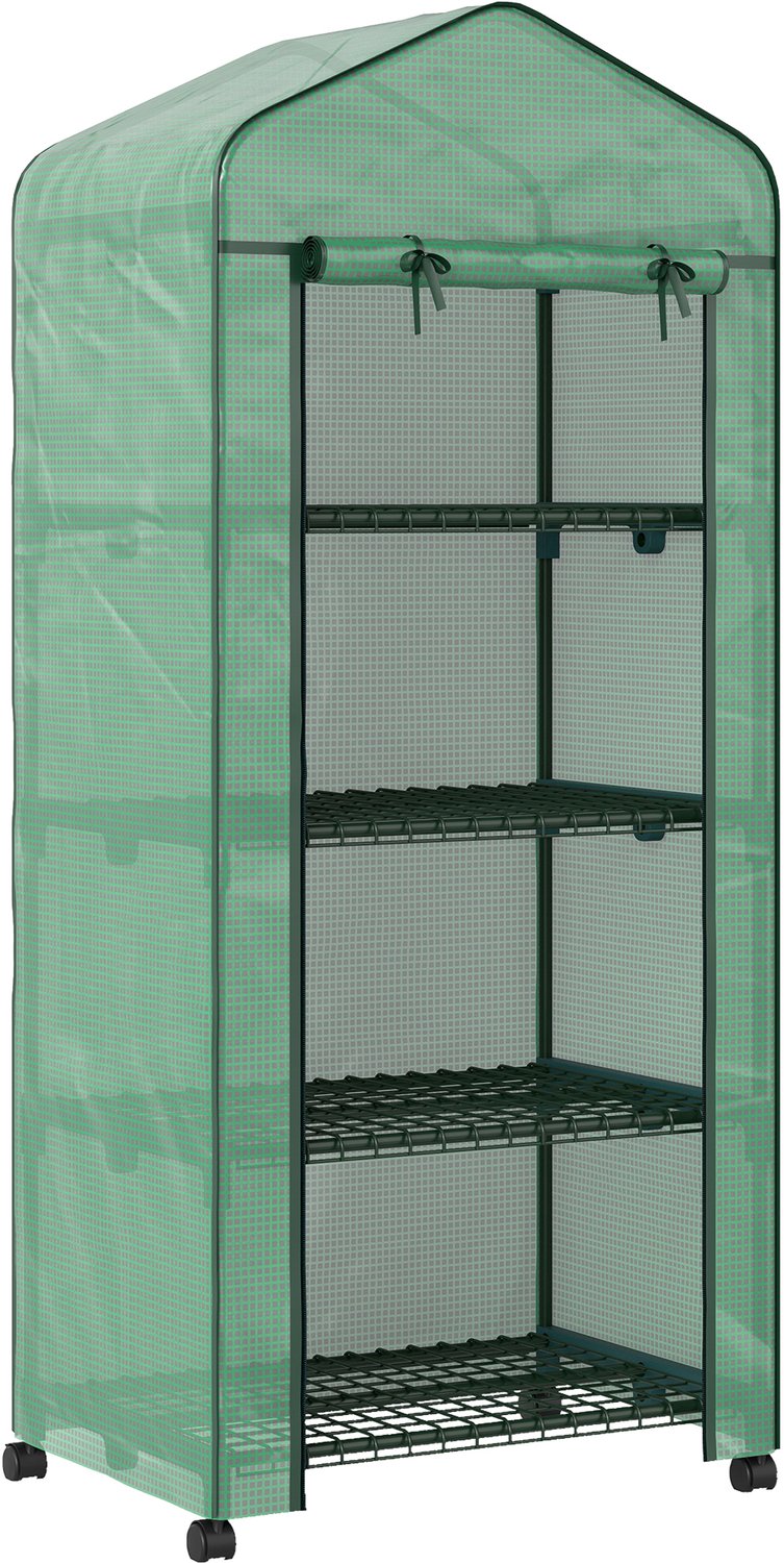 Sunona Kweekkas - Met 4 plantenrekken en roldeur - 69 x 50 x 165 cm - Groen